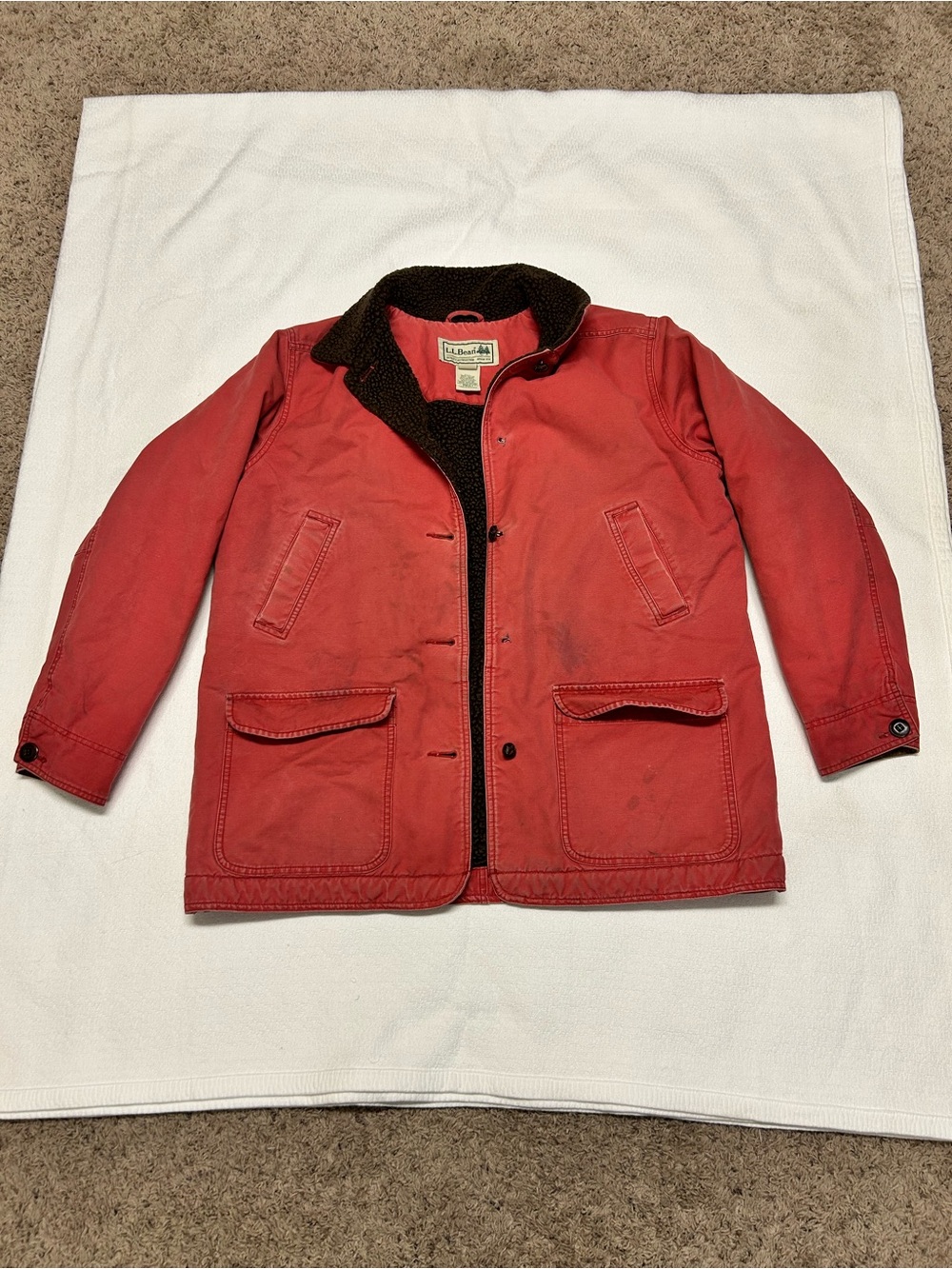 L.L.Bean Women’s XL Red Sherpa-Lined Canvas Barn Coat 🌲